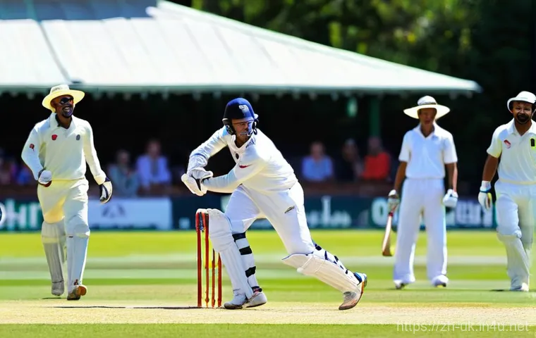 영국의 전통 스포츠 크리켓 이해하기 - **Prompt 1: "The Gentleman's Game" - Traditional Test Cricket**
    "A serene and elegant scene depi...