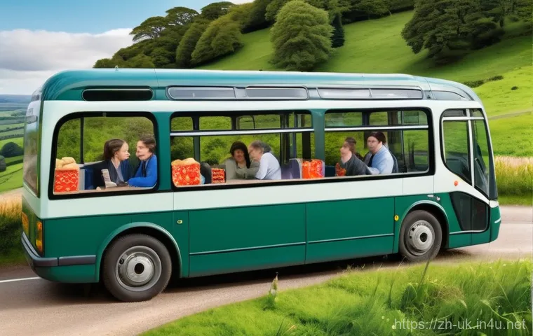 영국 교통 파업과 영향 - A serene and picturesque scene showcasing the joy of slower travel in the UK. The image features a p...