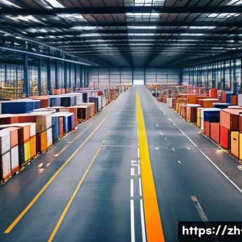 브렉시트 영향 분석 - A detailed modern European logistics warehouse scene showing a diverse team of workers managing comp...